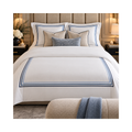 Monaco Luxury 400TC Cotton Duvet Set - Blue Embroidery