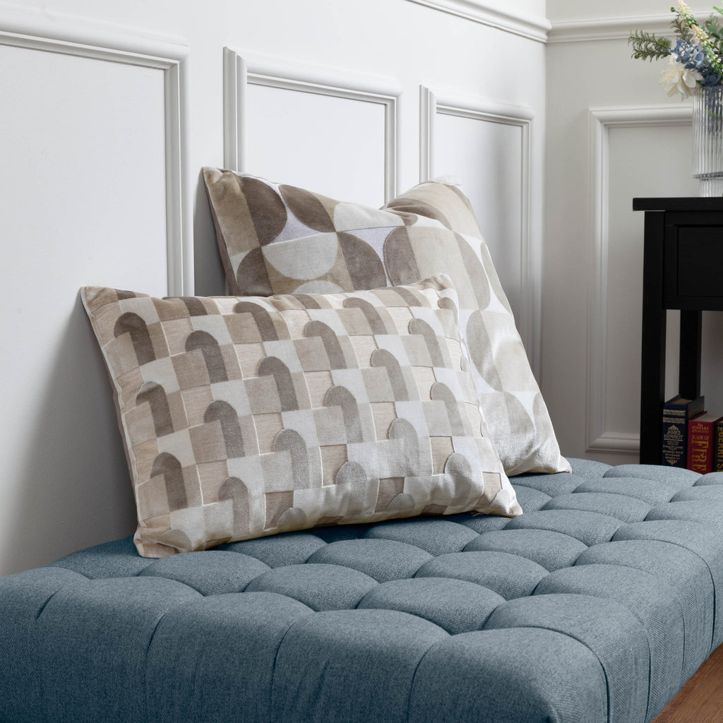 Lorne Patterned Cushion — Ivory & Taupe