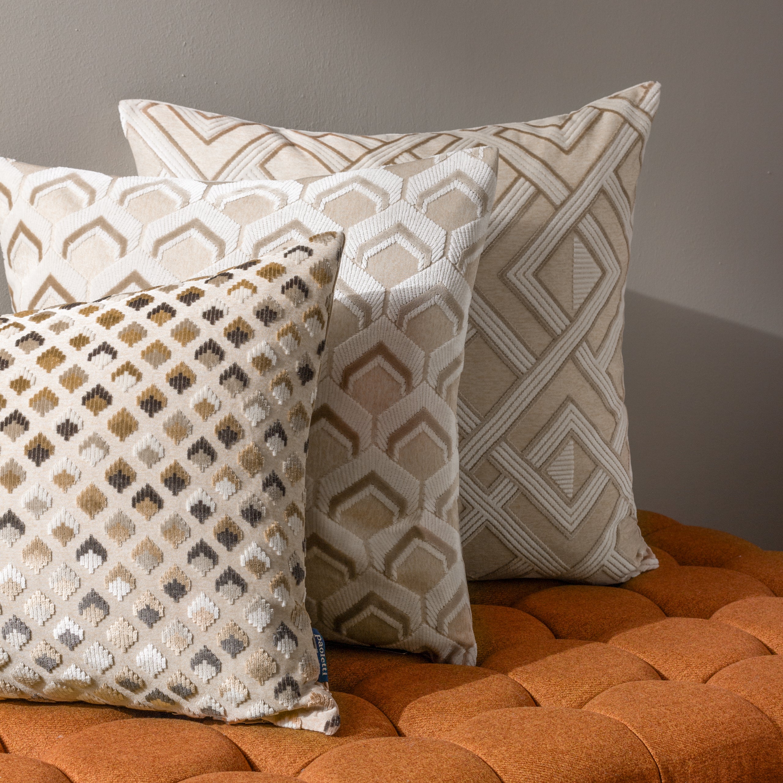 Kiva Jacquard Cushion — Warm Taupe