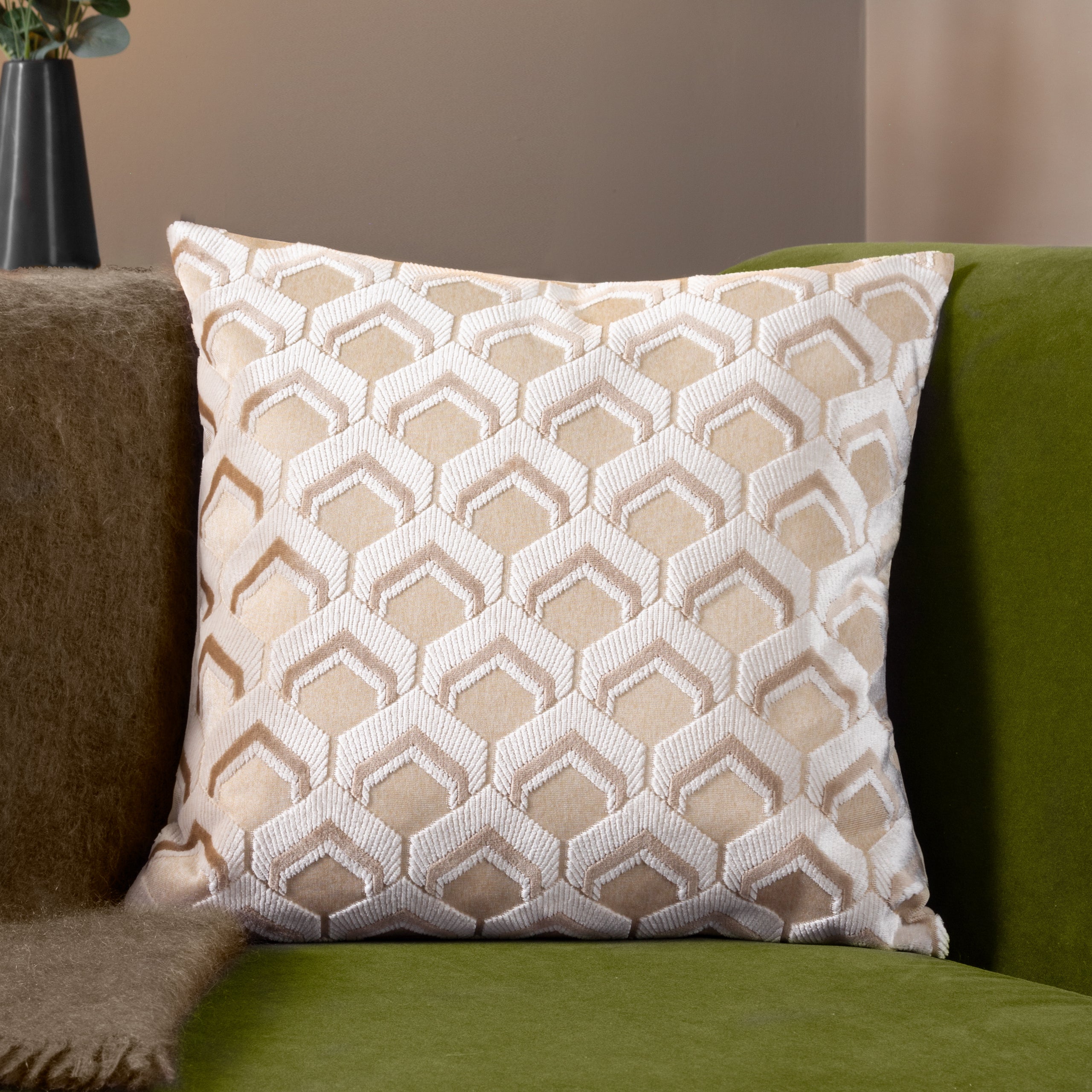 Kiva Jacquard Cushion — Warm Taupe