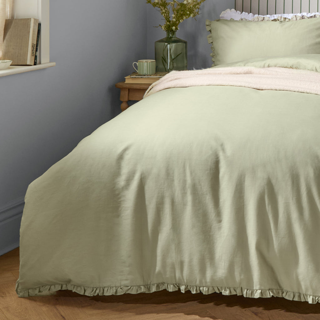 The Sage Willow Ruffle Cotton Duvet Set