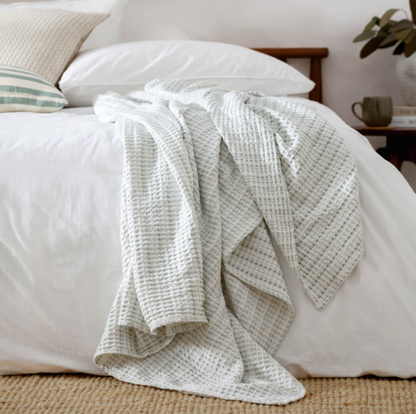 The Eira Waffle Throw — Eucalyptus