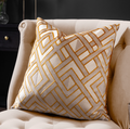 Arlo Jacquard Cushion — Taupe & Gold