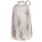 White distressed ceramic vase on a white background