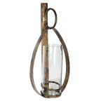 Decorative wall-mounted lantern with a glass holder on a white background