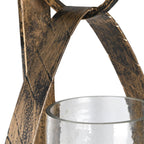 Decorative metal lantern with a glass container on a white background