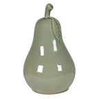 Green ceramic pear-shaped vase on a white background