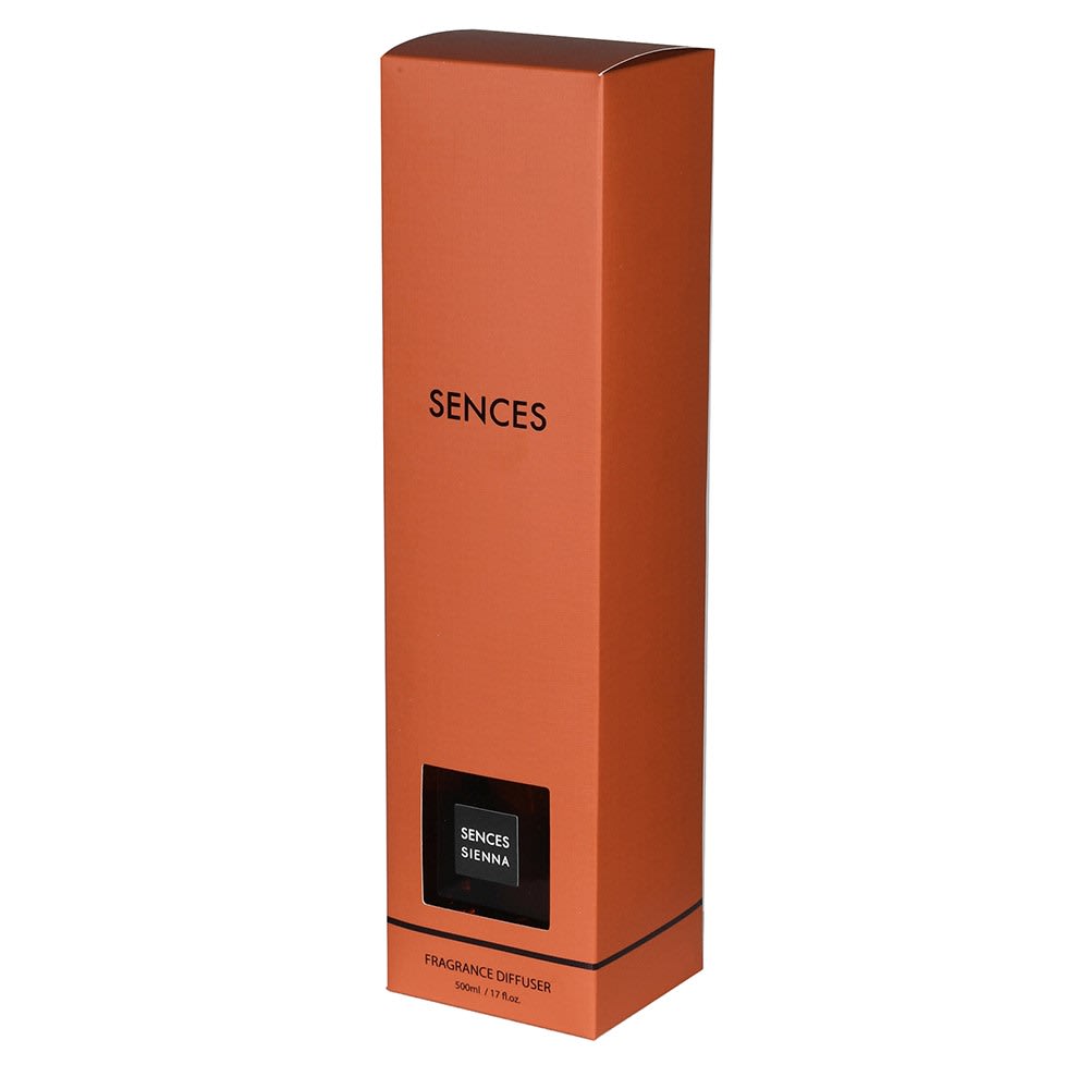 Orange packaging box with 'SENCES' branding on a white background
